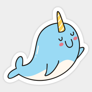 Cute Narwal Doodle Sticker